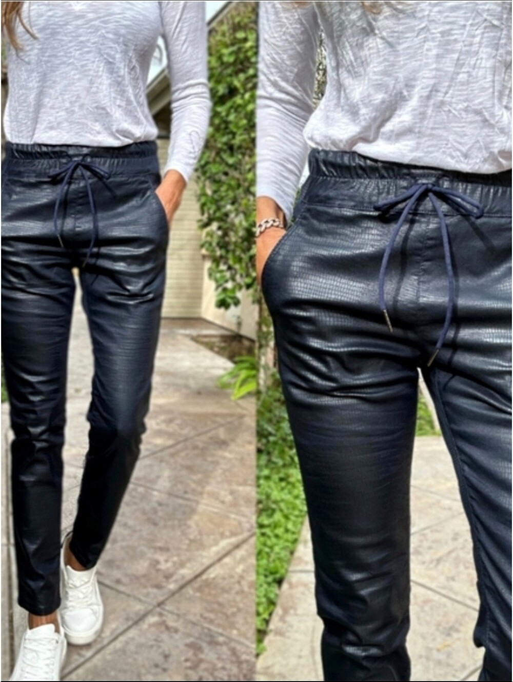 🆕️ Flog Bevy Shely Navy Snake Tapered Pant Size 26 Travel Resortwear Preppy